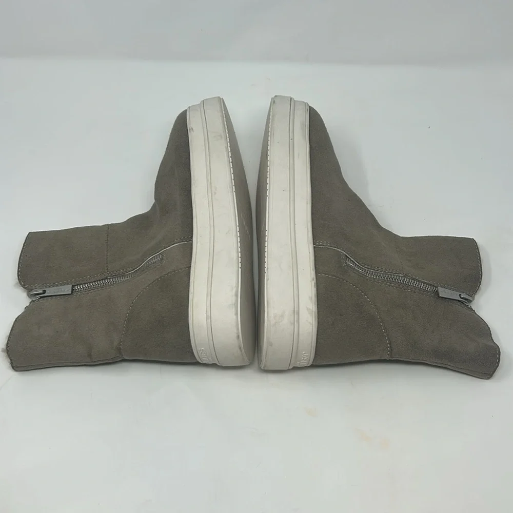 J Sliders Tan Suede-Like Faux Fur Lined Zipped Ankle Sneaker Boots Size 7.5